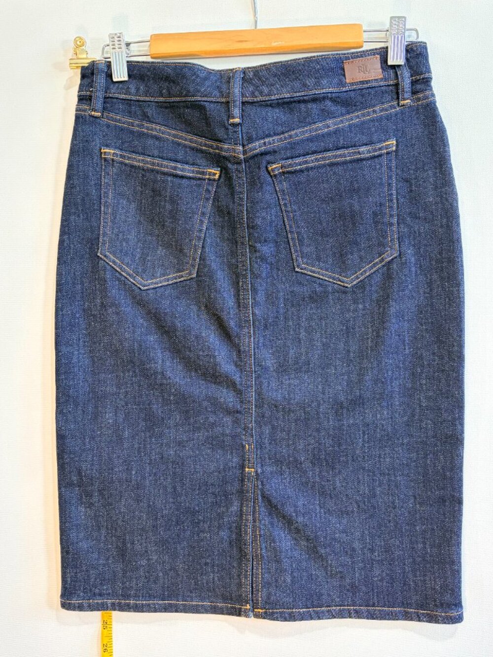 Lauren Ralph Lauren Stretch Denim Pencil Skirt Dark Wash 2P Petite Classic - Picture 2 of 5